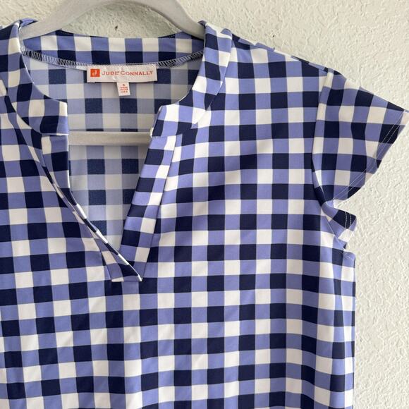 Jude Connally Set Womens Small Gingham Check Top Pants Matching Outfit Blue - Picture 4 of 13